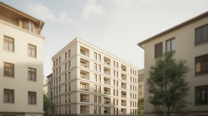 Obraz premium Modern apartment building facade with balconies architecture