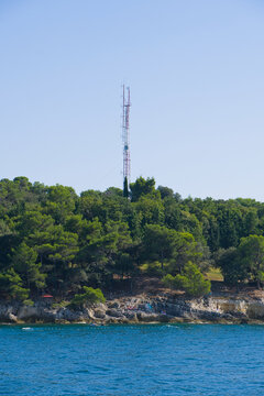 Funkmast, Sendemast an einer K&uuml;ste im Mittelmeer