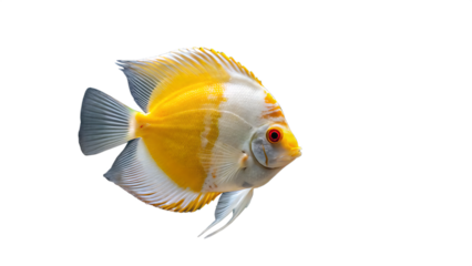 Yellow and white fish, Discus Goldfish Tropical fish, Aquarium, animals, marine Biology AI generated by PNG