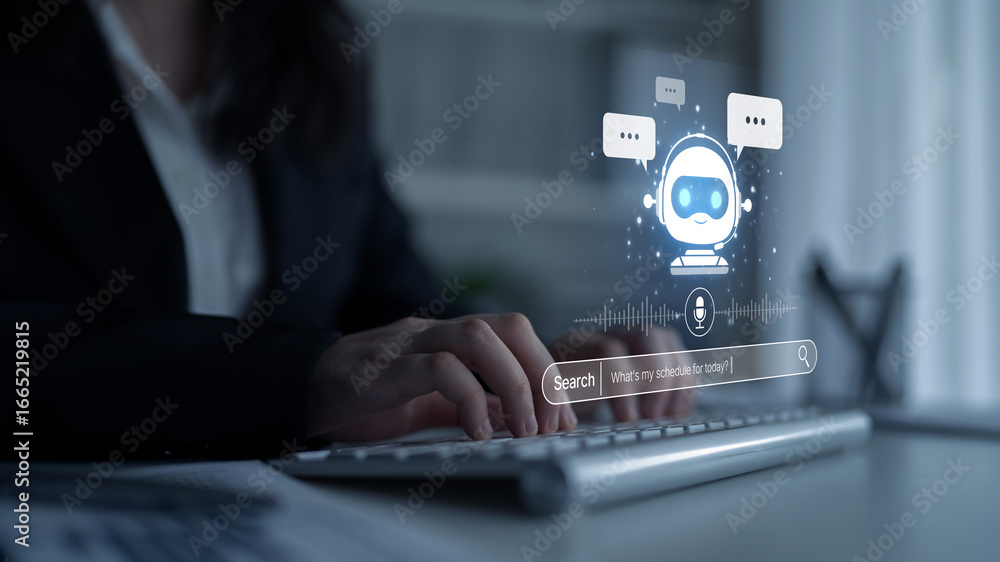 Aufkleber ai assistant with voice chat interface, combining smart chatbot, voice command, and ai-powered contr