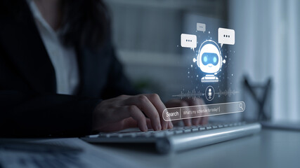 AI assistant with voice chat interface, combining smart chatbot, voice command, and AI-powered control search tools. Agentic AI assistant helps users search and chat naturally. Spline