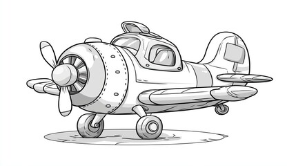 Cartoon propeller airplane illustration on white background