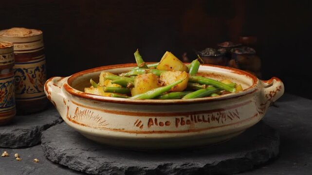 aloo phaliyan indian recipe on a warm background video