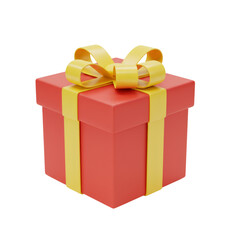 Obraz premium Red Gift Box with Yellow Ribbon and Bow