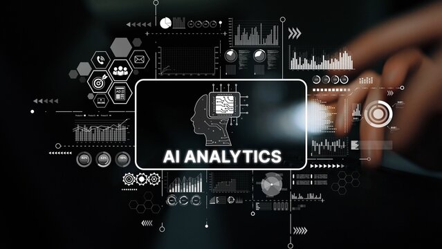 Futuristic AI Analytics Concept with Digital Graphs and Data Visualization Elements. Asymptotic smart data analytic. - Powered by Adobe