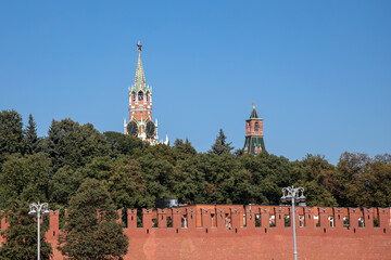 Beautiful buildings in the center of Moscow. The Kremlin and other architecture.