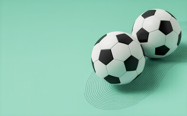 Fototapeta premium Two soccer balls poised for a winning play, ready for sports action and game excitement