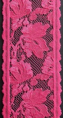Detailed pink floral lace trim.
