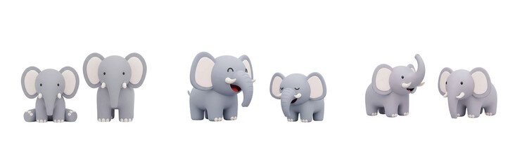 Naklejka premium Playful Elephant 3D Collection Isolated Cartoon Characters for Animation and Design Projects
