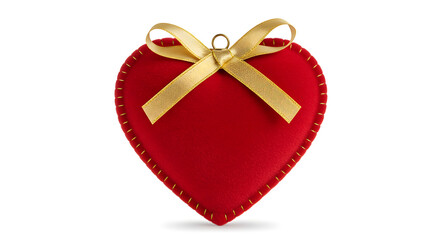 Elegant red heart ornament with gold ribbon, perfect for romantic celebrations and love themes