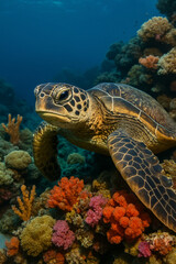 Obraz premium Vigilant Sea Turtle