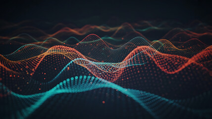 Abstract futuristic digital waveform represents data flow and advanced technology concepts