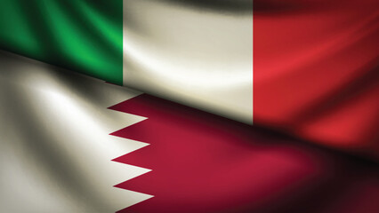 Obraz premium qatar and italy flag fusion design