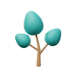 Stylized 3D Render of Teal Tree Branch