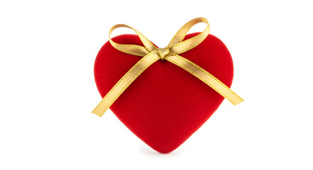 Elegant red heart gift box tied with golden ribbon, perfect for romantic occasions