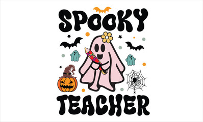 Spooky Teacher Halloween T-Shirt Design