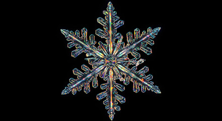 Stunning macro photograph of a perfect snowflake displaying intricate crystal structures and beauty