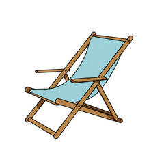 Light Blue Canvas Beach Chair with Wooden Frame