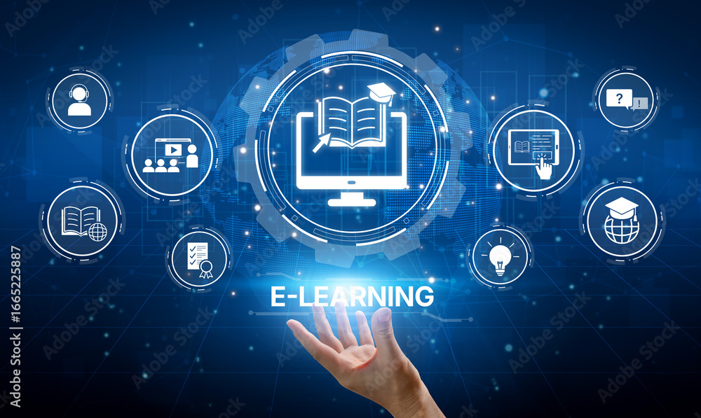 Aufkleber online education boosts access to learning. learn anytime through flexible platforms. education tech