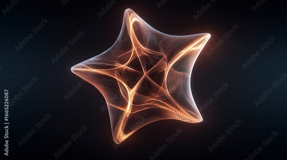 Poster mesmerizing orange light wave abstract forming star shape against dark background, digital art visua