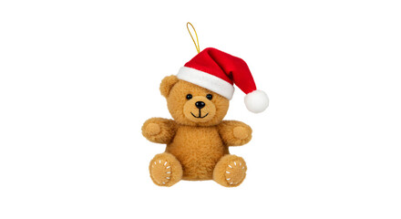Adorable teddy bear wearing Santa hat, perfect for Christmas decorations and holiday greetings