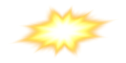 Abstract yellow glowing explosion with soft blur effect on transparent background