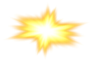 Bright yellow comic explosion burst with star shape on transparent background