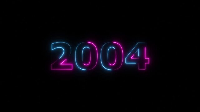 2004 Sal Neon text background animation. Glowing neon business number icon text background 4k video.
