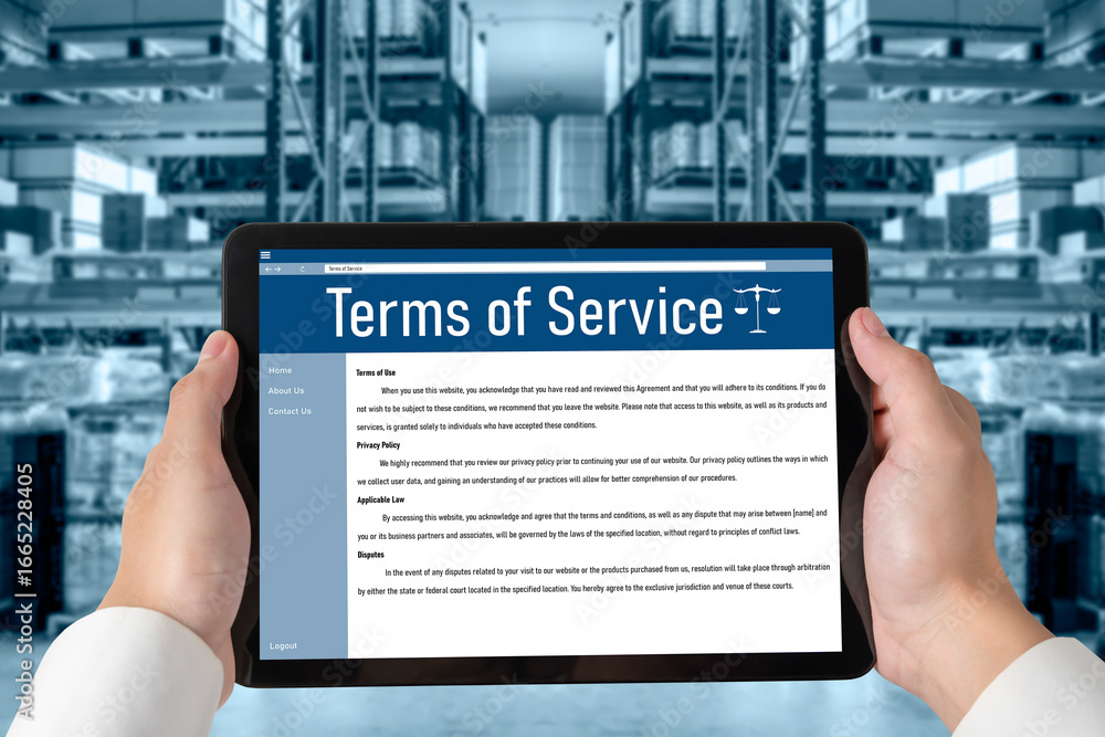 Aufkleber online term of service conditions showing brisk rules and regulations in using the website on device