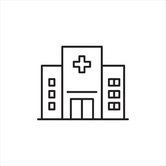 Sleek Hospital Icon Depicting Healthcare Facility, Medical Service, and Building, Suitable for UI Design, Web Design and Related Projects