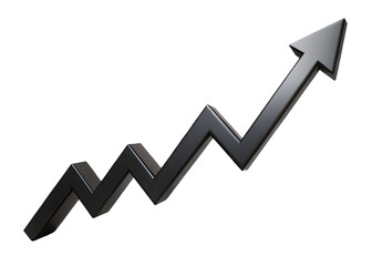 Black Arrow Graph Moving Up on White Background – Growth, Progress, Success Concept PNG