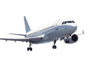  Commercial Airplane Side View in Flight, 3D Render, Isolated on Transparent Background