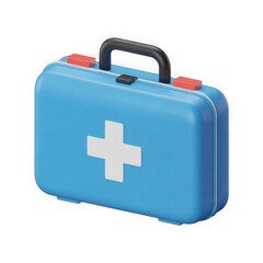 Obraz premium 3d render of a blue first aid kit isolated on transparent background.