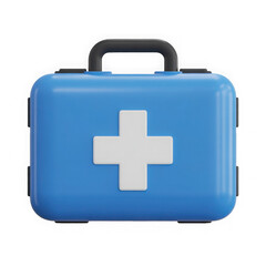 Obraz premium 3d render of a blue first aid kit isolated on transparent background.
