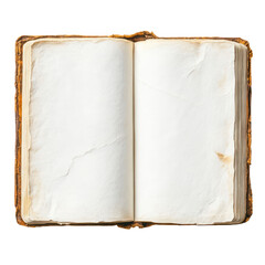 Fototapeta premium An antique open book with blank pages, ready for your content, on black.