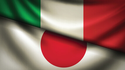 japan and italy flag fusion design