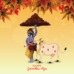 Creative vector illustration of happy govardhan puja design