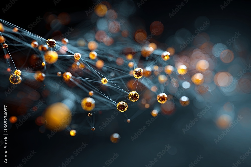 Aufkleber abstract digital background with spheres and light points, illustrating concepts of technology and c