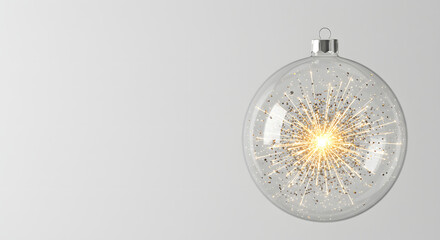 Elegant Christmas ornament with sparkling light and glitter, perfect for holiday designs.