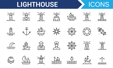 Editable icons for sea travel, ships, and navigation systems
