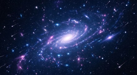 Spiral Galaxy in Deep Space, Cosmic Dust, and Nebulae.