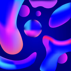 Neon Liquid Shapes on Dark Futuristic Background