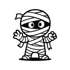 Cartoon Mummy Character with Bandages Vector Illustration for Halloween Celebration or Children's Designs