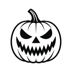 Spooky Jack O Lantern Illustration Carved Pumpkin Face Halloween Symbol With Triangle Nose and Scary Smiling Mouth of Teeth