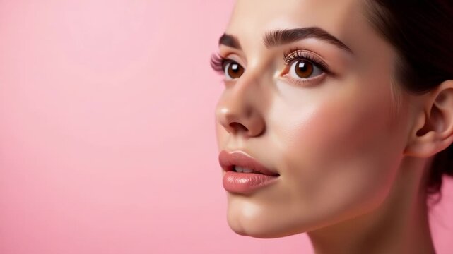 A close-up shot of a woman's face with her eyes closed, perfect for representing serenity or peacefulness