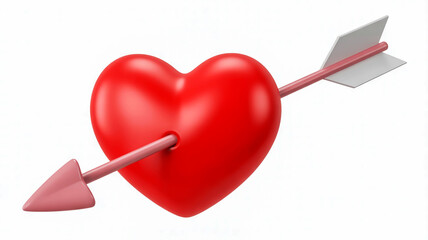 A vibrant red heart pierced by a cupid s arrow symbolizing love and affection