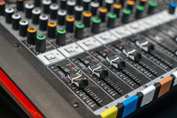 Professional Audio Mixing Console Close-Up