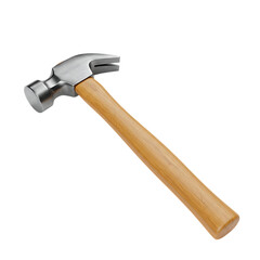 Claw hammer with wooden handle isolated on transparent background