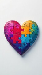 A heart formed by interconnected puzzle pieces symbolizing empathy and understanding , kindness, support
