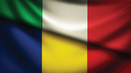 romania and italy flag fusion design
